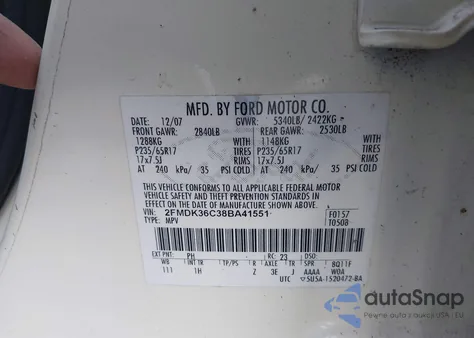 2008 Ford Edge Se from USA, damaged, VIN 2FMDK36C38BA41551